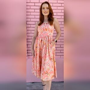 Hutch Pink and Orange Casual Bow Dress